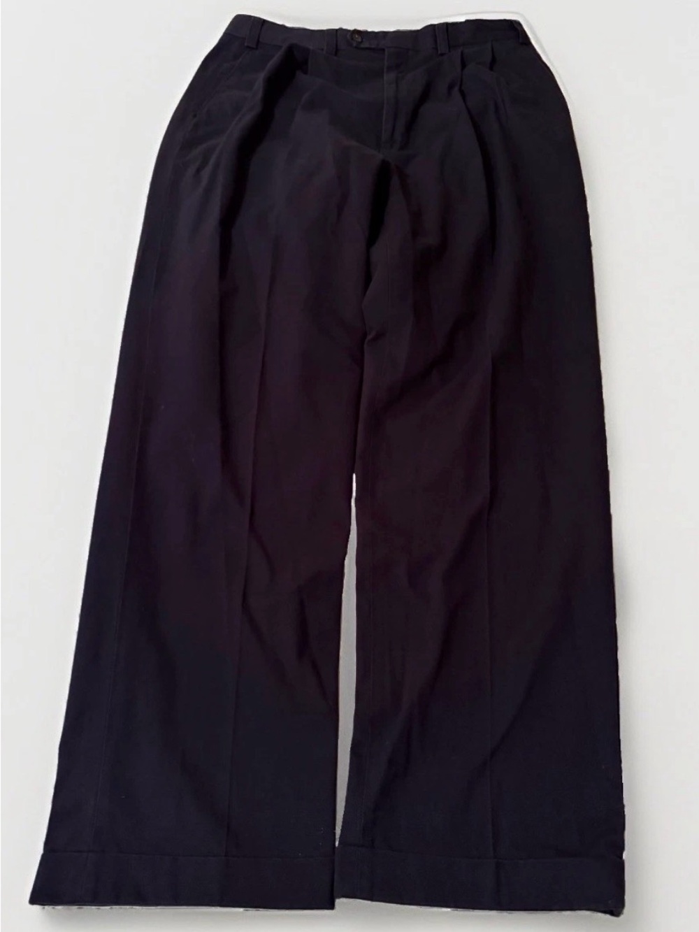 Vtg Y2K Lauren Ralph Lauren Cotton Chino Navy Pants 36X34 Pleated Loose Straight